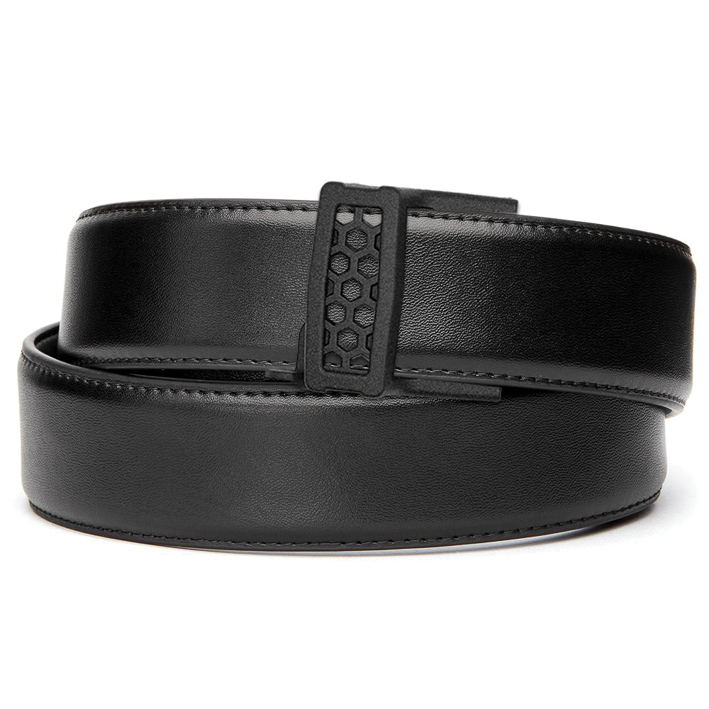 X SERIES BUCKLE | BLACK LEATHER GUN BELT 1.5