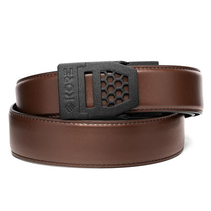 X SERIES BUCKLE  | BROWN LEATHER GUN BELT 1.5
